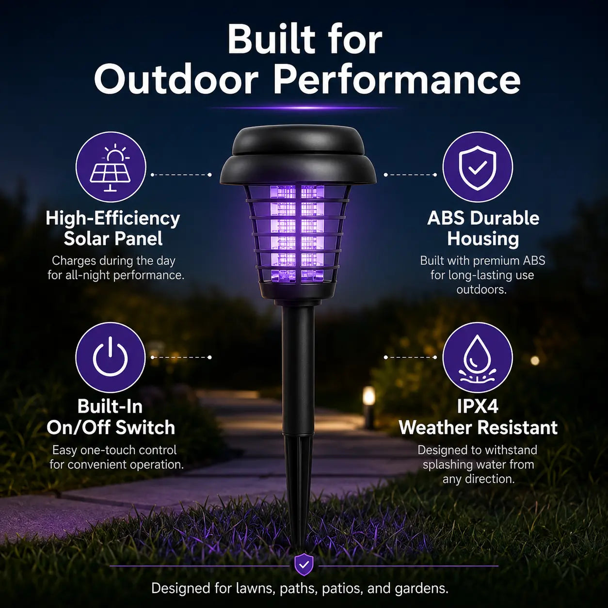 🦟 Solar Mosquito Zapper Light | Outdoor UV Insect Killer Lamp
