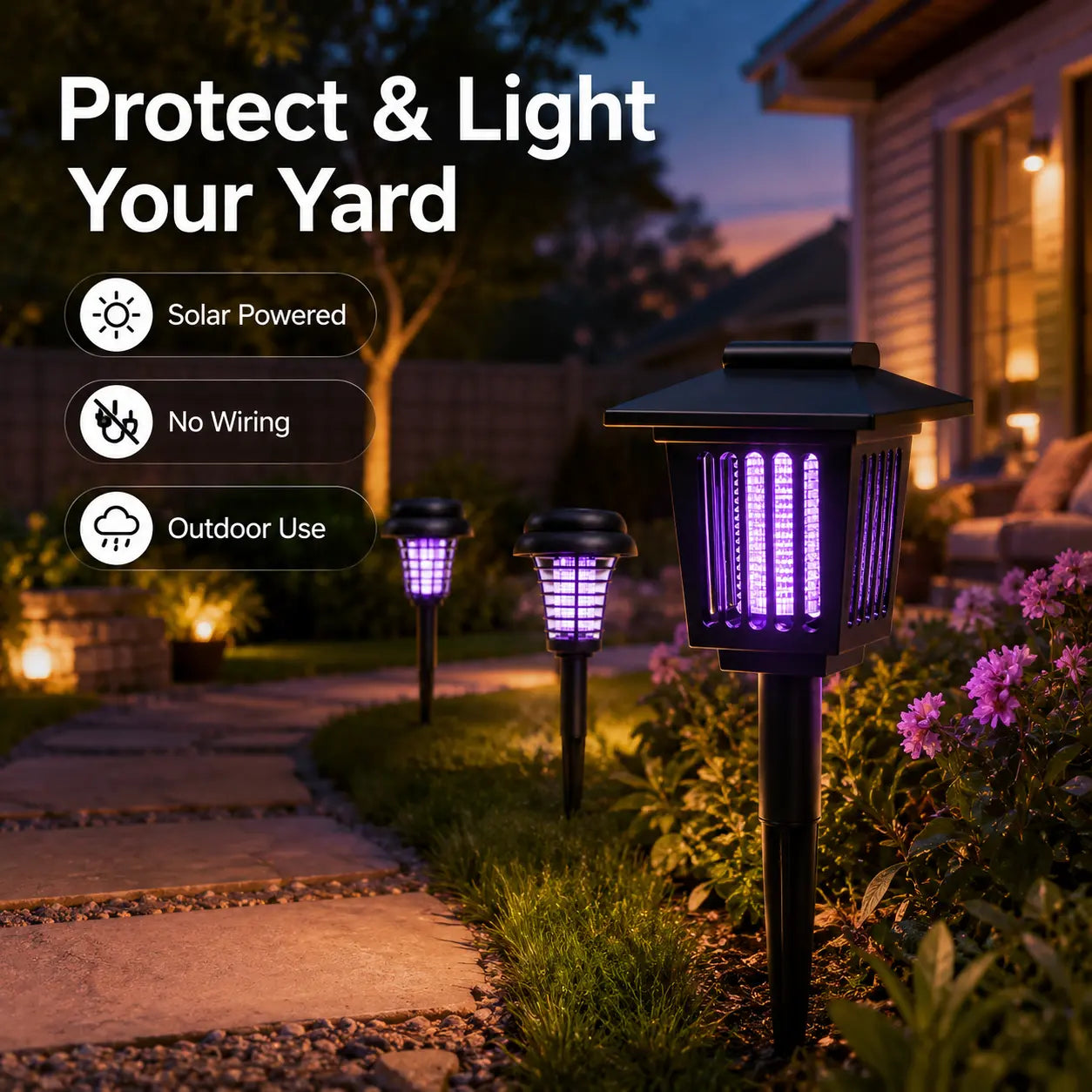 🦟 Solar Mosquito Zapper Light | Outdoor UV Insect Killer Lamp