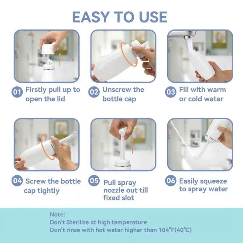 💧 Portable Bidet with Extendable Retractable Nozzle 🧼 – Perfect for Wudu & Daily Hygiene, 13.5 oz, Leak-Proof