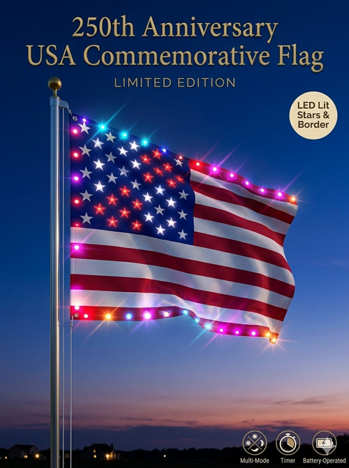 Last Day 48% OFF🔥 🦅 Illuminated 250th Anniversary USA Commemorative Flag - Premium LED Edition (3x5 Ft)
