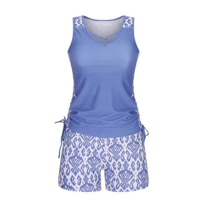 ⏰LAST DAY 48% OFF - Miraclesuit Women's Tummy Control Tankini Set with Built-In Bra – Flattering Boho Swimwear with Shorts🔥