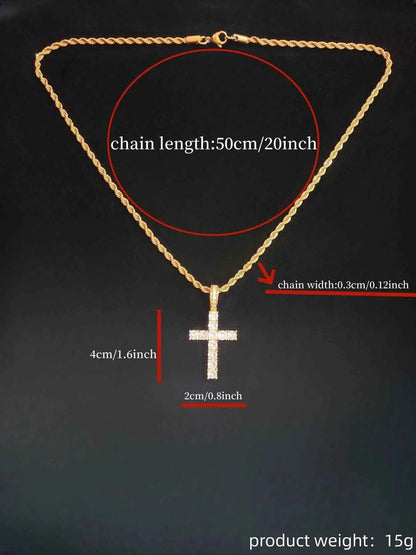 💎 Cross Twist Chain Pendant Necklace | Trendy Hip Hop Style