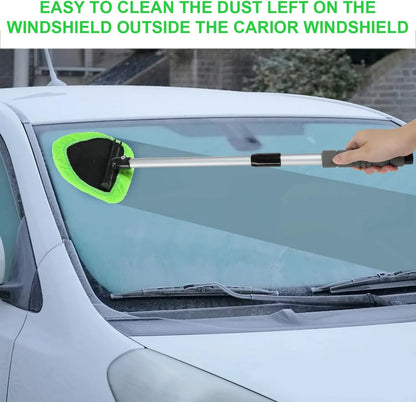 💥 💥 🔥 Windshield Cleaning Tool, Microfiber Car Window Cleaner with 4 Reusable and Washable Microfiber Pads and Extendable Handle