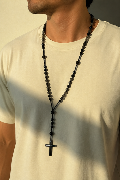📿Natural Rosary Necklace - UV Reactive Energy Protection Healing Crystal💎