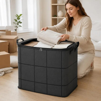 🏠🔥 Today 49% OFF🔥 Spacious Moving Storage Bin | Large Zippered Organizer for Quilts, Bedding & Sweaters
