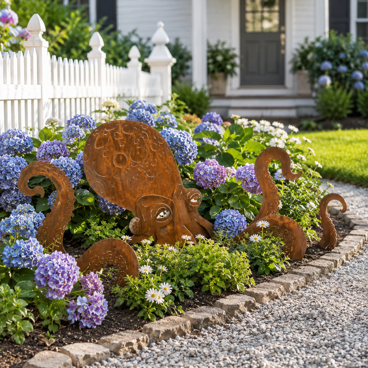 🏡Make Your Garden Special✨Rust Patina Giant Squid Garden Sculpture