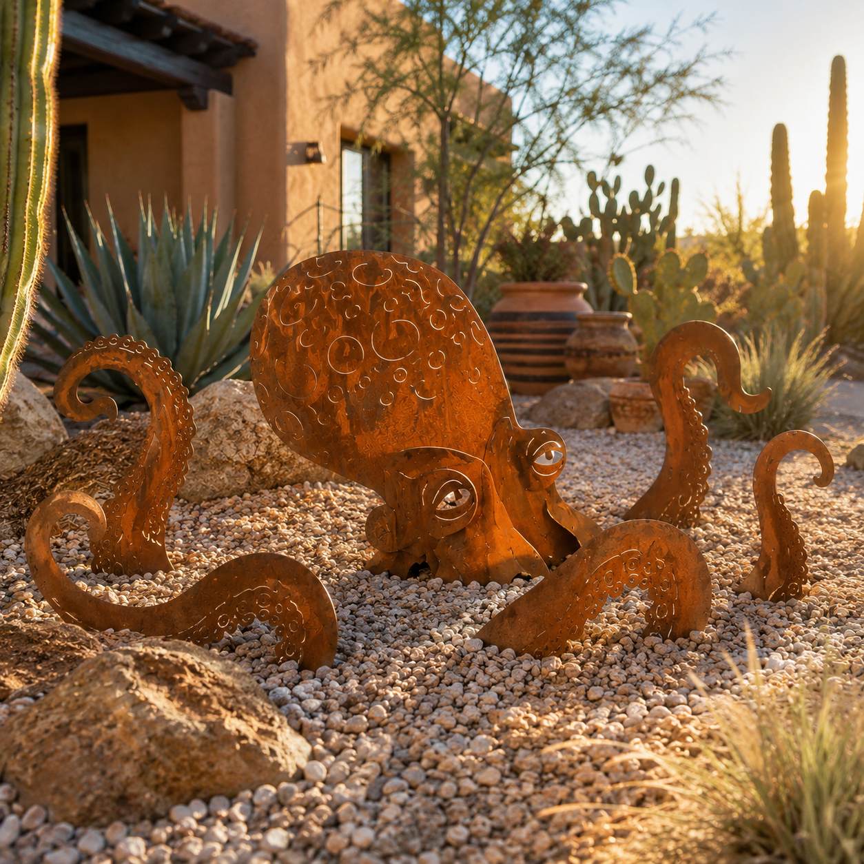 🏡Make Your Garden Special✨Rust Patina Giant Squid Garden Sculpture