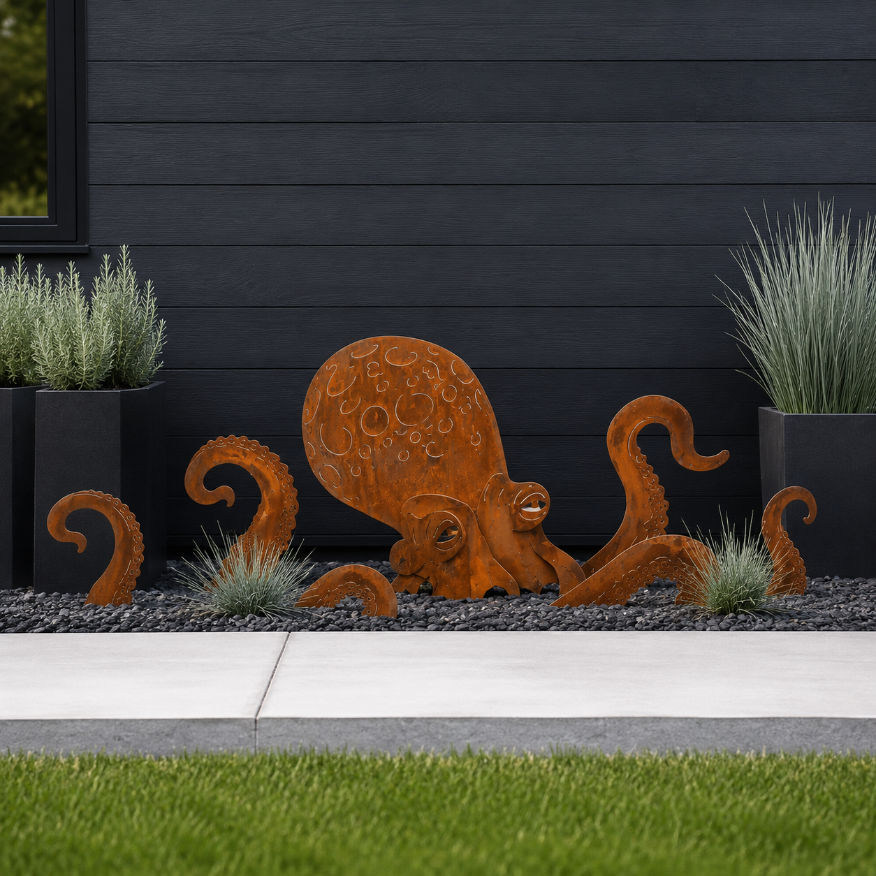🏡Make Your Garden Special✨Rust Patina Giant Squid Garden Sculpture