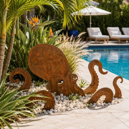 🏡Make Your Garden Special✨Rust Patina Giant Squid Garden Sculpture