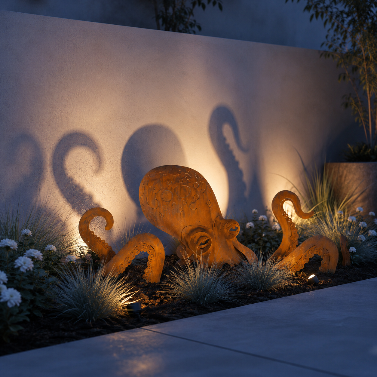 🏡Make Your Garden Special✨Rust Patina Giant Squid Garden Sculpture