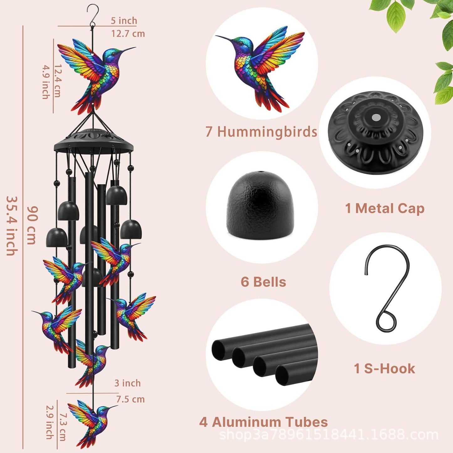 🐦 Hummingbird Wind Chimes | Outdoor Garden Metal Decor