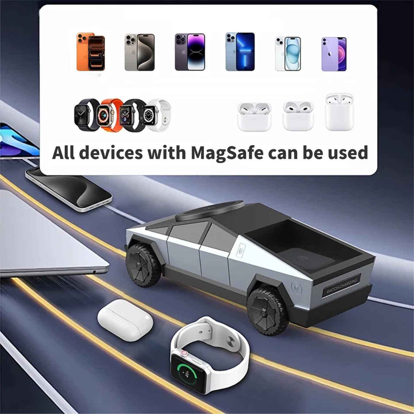 Armor King CyberDock 3-in-1 Wireless Charger + Car Model Ornament + Stand