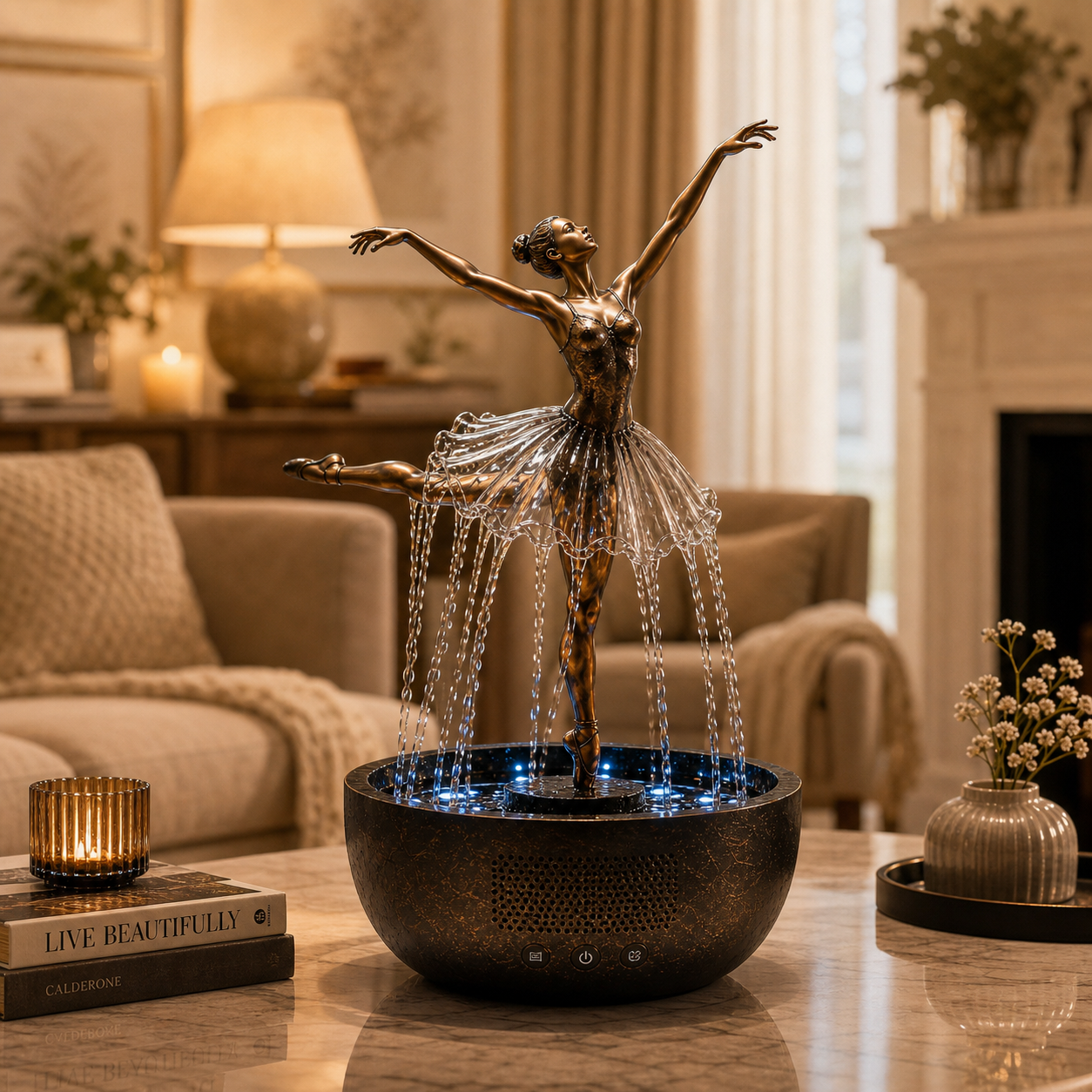 🤍 Grace in Motion – Ballerina Bluetooth Fountain Speaker
