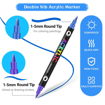 🔥Last Day Promotion-52% OFF - Dual Tip Acrylic Paint Pen Marker🖊️✏️🎨