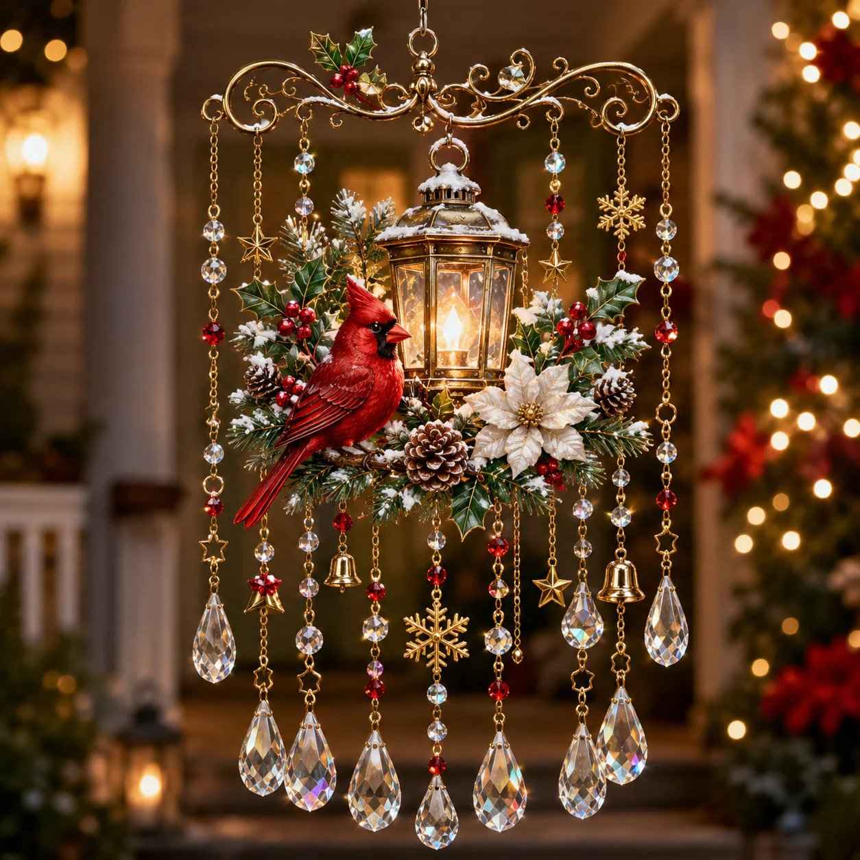 🎄✨ Christmas Stained Glass Suncatcher Wind Chime – Sparkling Crystal Drop Window Decor | 🔥 50% OFF