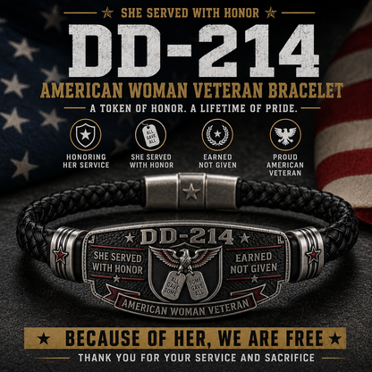 🎖️DD-214 American Woman Veteran Bracelet — She Served With Honor