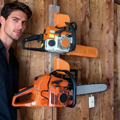 🛠️ Garden Tool Rack & Chainsaw Holder — One Wall, Zero Clutter