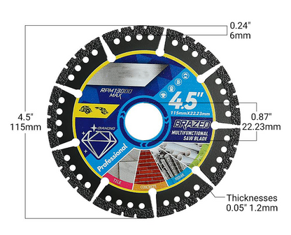 ⚙️ 4.5" Angle Grinder Blade | Dry Cut Multi-Material Tool
