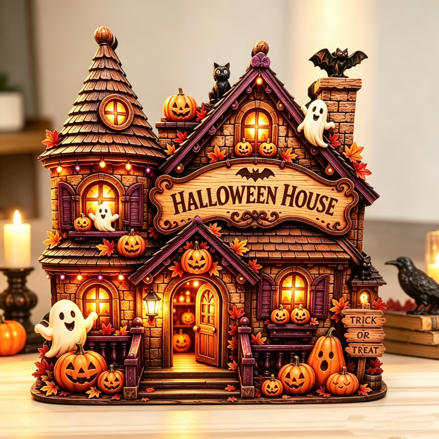 🎃🔥 Today 49% OFF🔥 Pumpkin House Desktop Decoration | Cozy Halloween Holiday Ornament for Home & Office