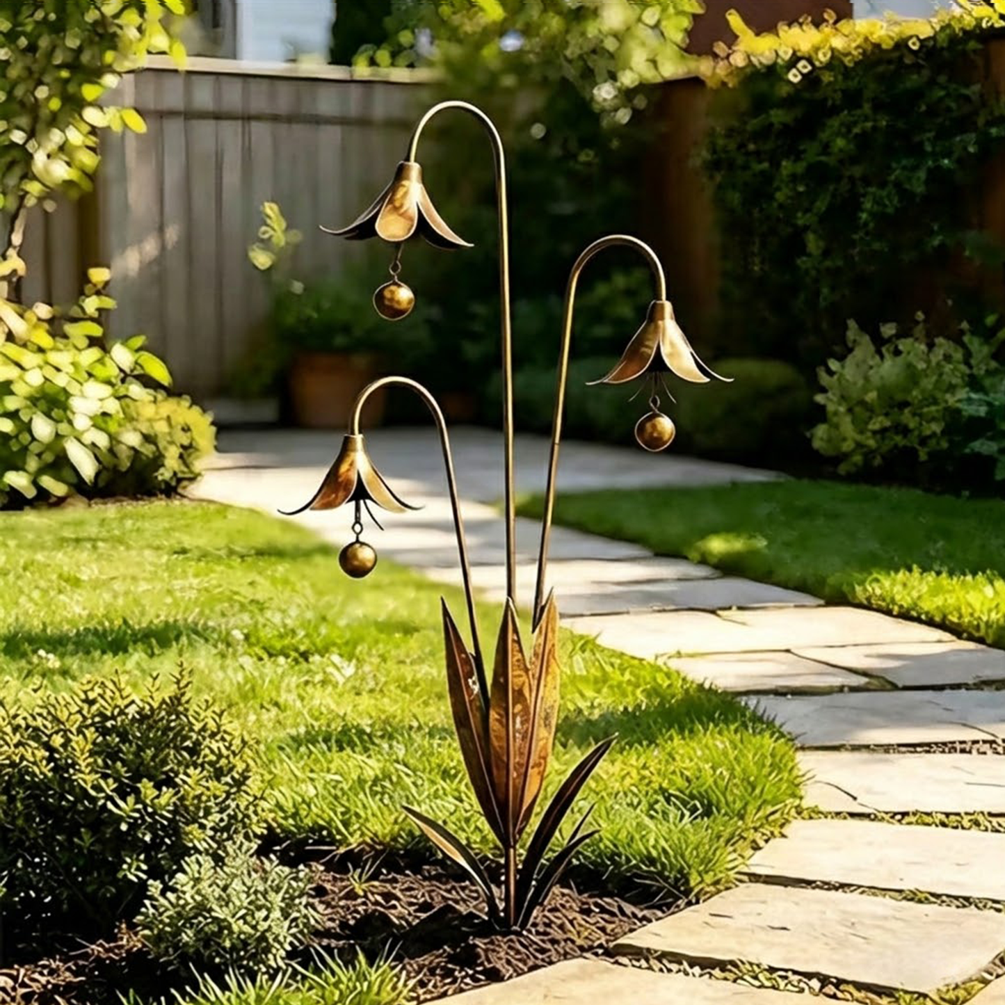 🔔 Enchanting Blue Bellflower Garden Stakes – Add Charm & Gentle Melody to Your Outdoor Space