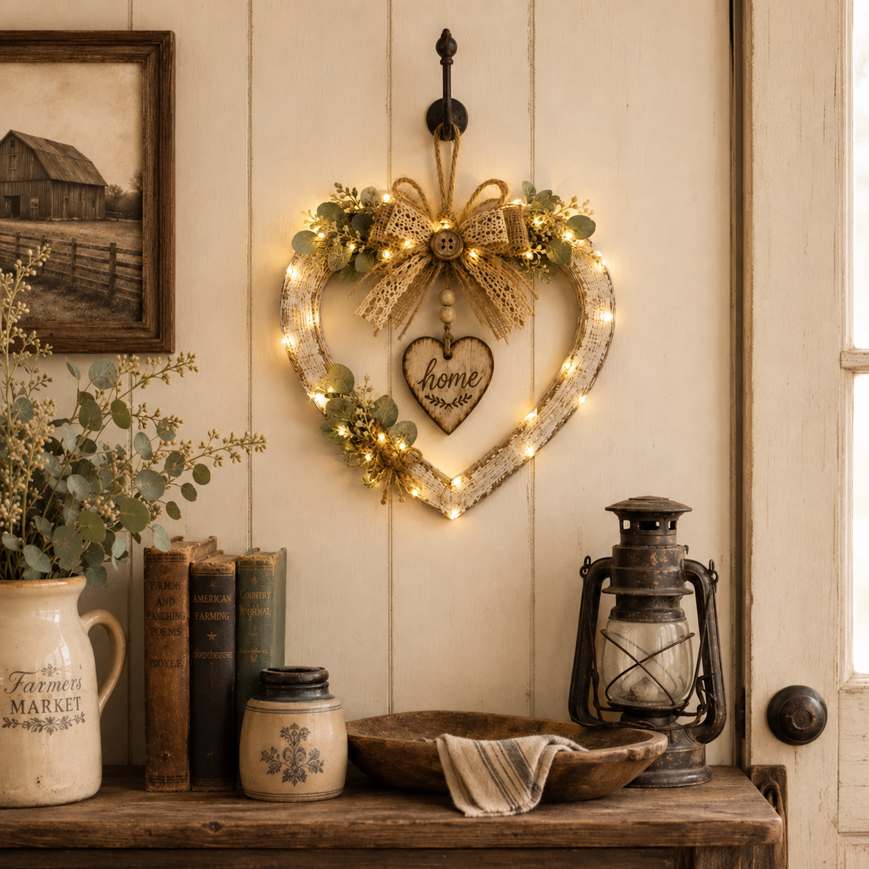 🌾✨ Limited Time 20% OFF🔥 Farmhouse “Home” Heart Wreath | Ready-to-Hang Rustic Decor for Doors & Walls