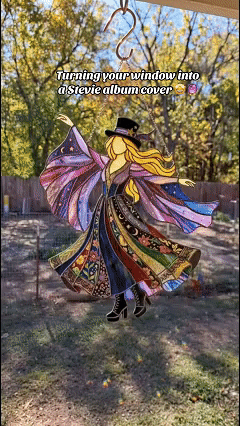 💥 LAST DAY 50% OFF - 💃 Rock Goddess Stevie 🤘 Handmade Stained Glass Spinning Suncatcher