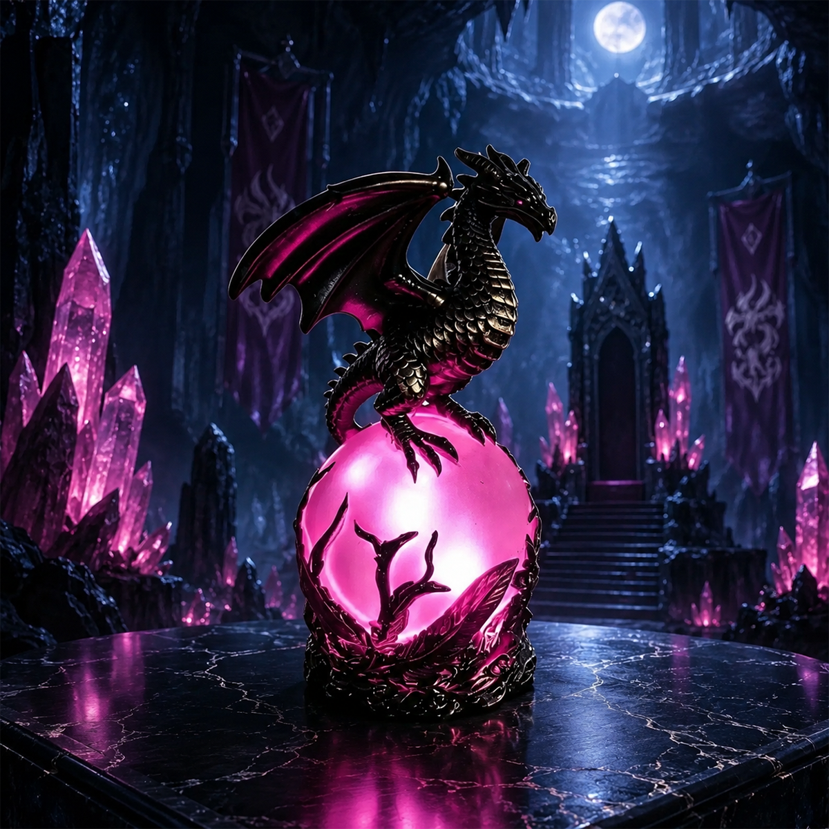 🔮Gothic Dragon LED Crystal Ball Lamp for Dark Aesthetic Decor