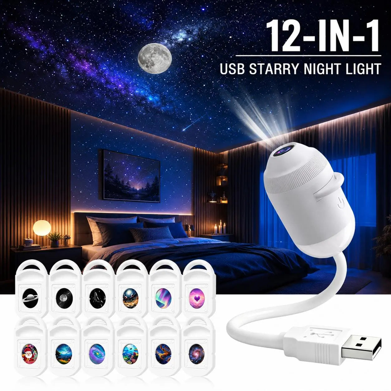 🌌 USB Star Projector Lamp ✨ Magical Galaxy Night Light