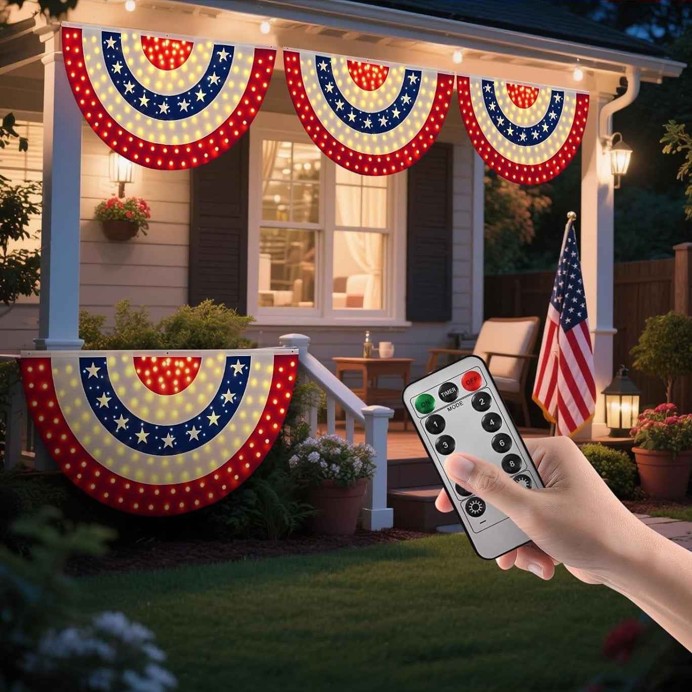🏆🏆Flash Sale-49% OFF⚡ 50K+ SOLD! 3 x 6 Ft LED Patriotic Bunting Banner for America’s 250th