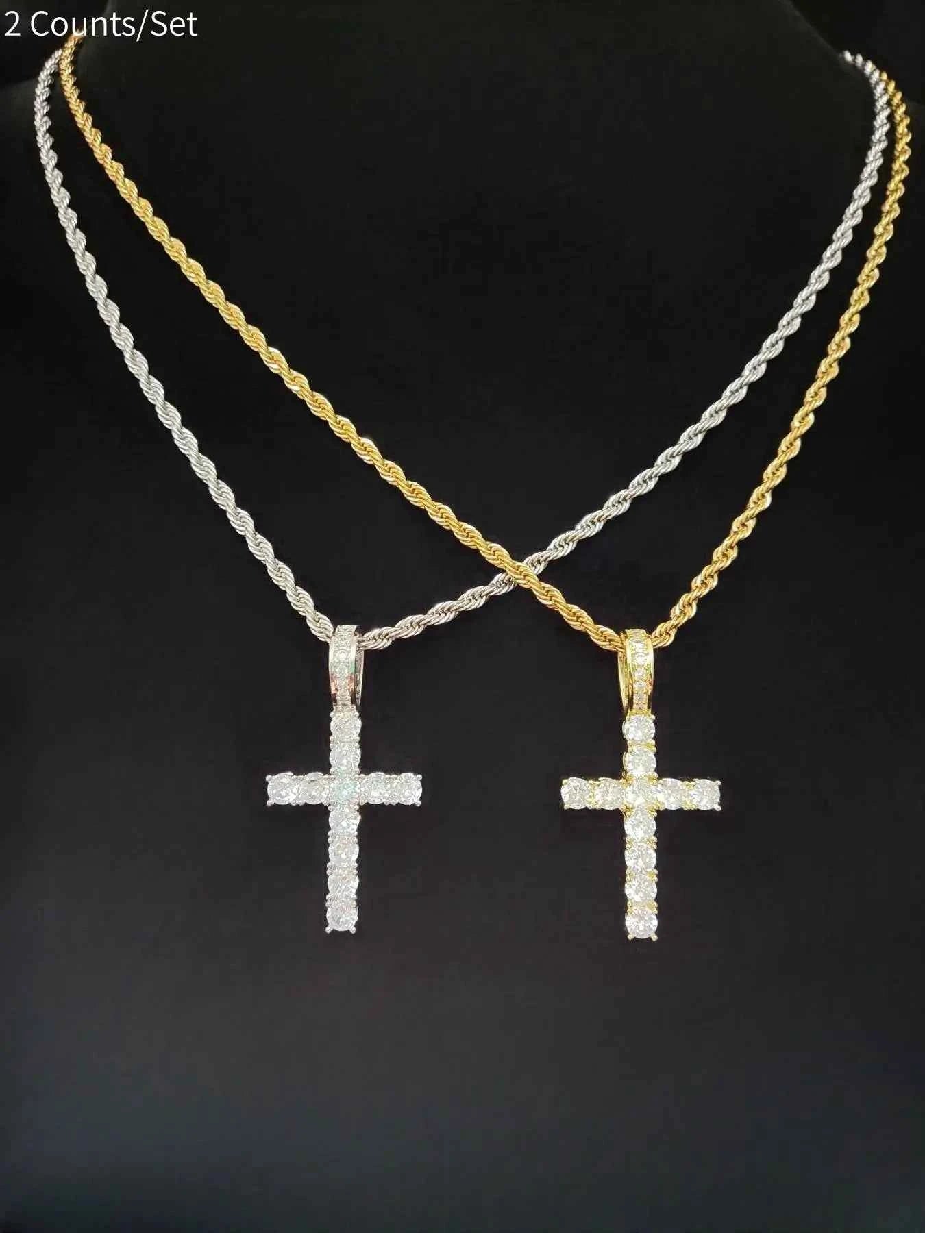 💎 Cross Twist Chain Pendant Necklace | Trendy Hip Hop Style