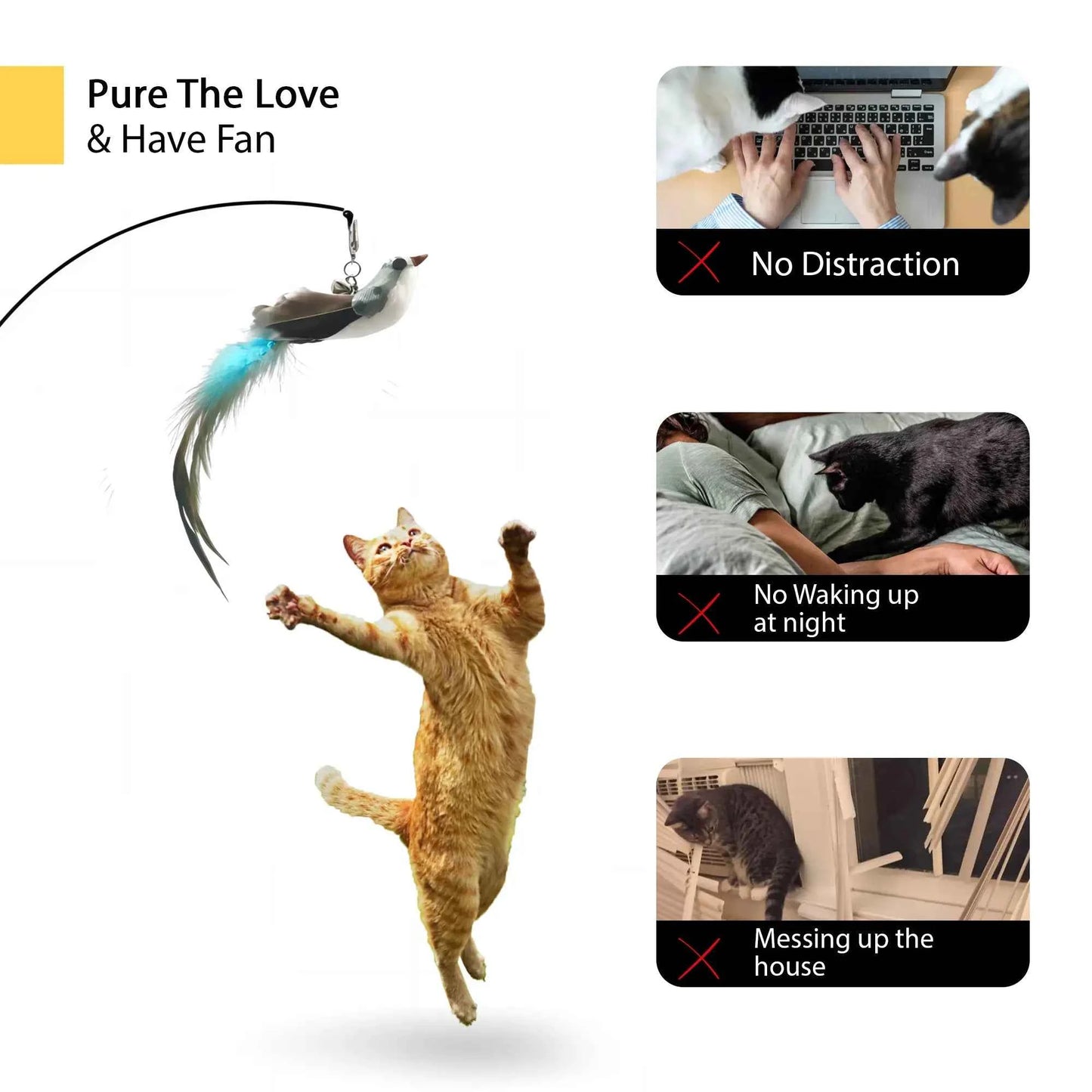 🎾 Interactive Cat Toy Wand | Suction Cup Feather Ball Toy for Indoor Cats