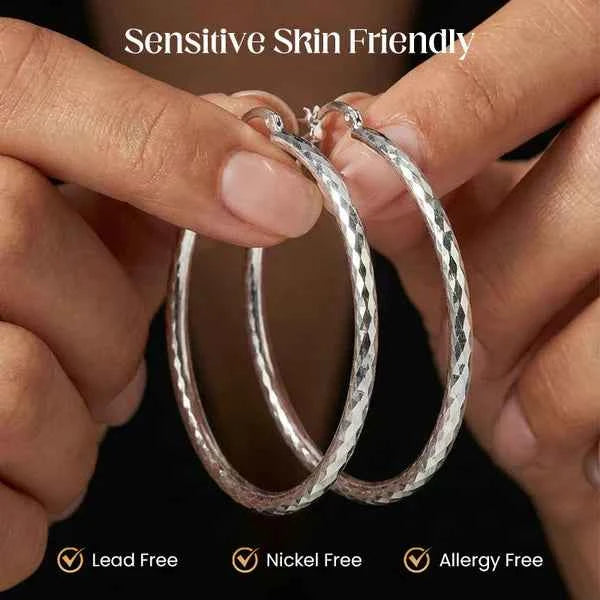 🎉BUY 1 GET 1 FREE🎁Diamond-Cut Hoop Earrings for Women – Elegant, Sparkling 💎
