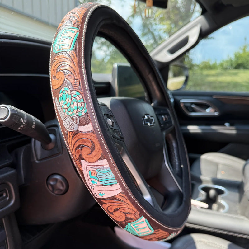 🤠 Give Your Ride That Wild West Energy🛞Western Cowboy Steering Wheel Cover