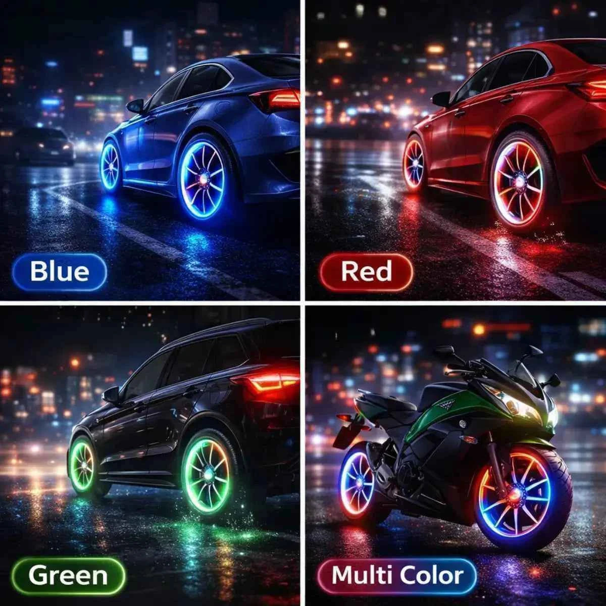 🚗 LED Wheel Light Valve Caps | Waterproof Vibration-Sensitive Glow