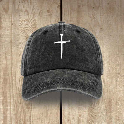 ✝️ Minimalist Three Nails Cross Hat | Christian Art & Faith