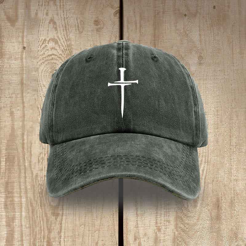 ✝️ Minimalist Three Nails Cross Hat | Christian Art & Faith