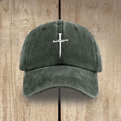 ✝️ Minimalist Three Nails Cross Hat | Christian Art & Faith