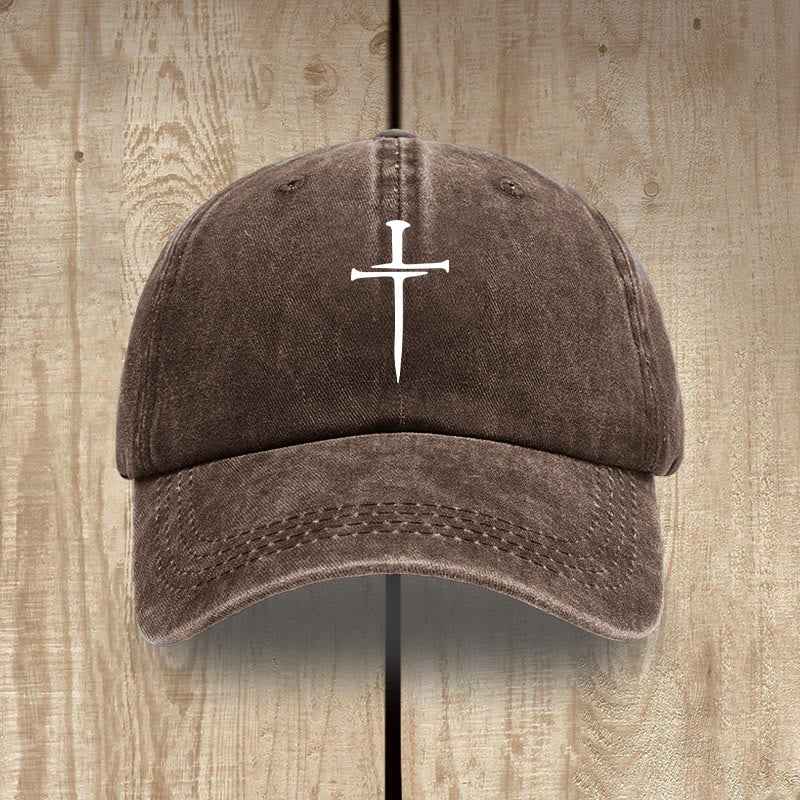 ✝️ Minimalist Three Nails Cross Hat | Christian Art & Faith