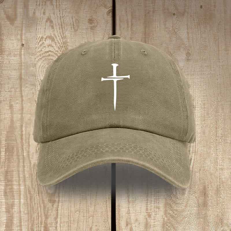 ✝️ Minimalist Three Nails Cross Hat | Christian Art & Faith