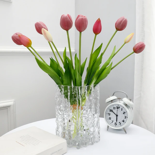 Last Day Promotion! 🔥Outdoor/Indoor UV Resistant & Waterproof Faux Tulip Bouquet 10Pcs Artificial Flower Decor ✅