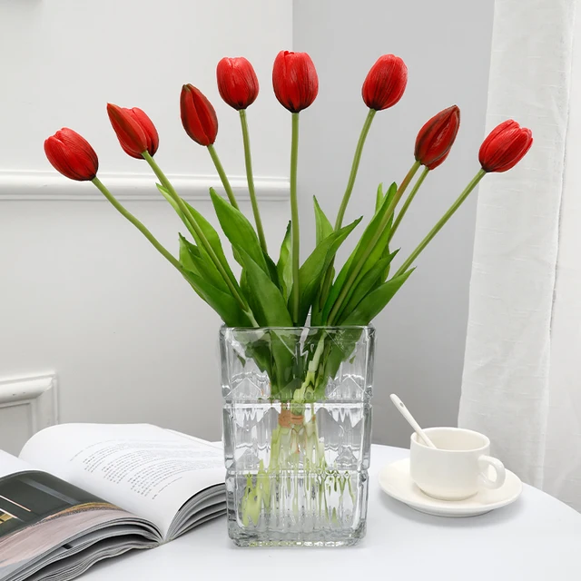 Last Day Promotion! 🔥Outdoor/Indoor UV Resistant & Waterproof Faux Tulip Bouquet 10Pcs Artificial Flower Decor ✅
