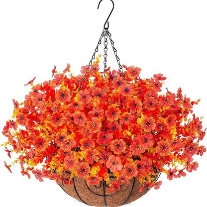 💐 Artificial Daisy Hanging Basket -🏡 Low Maintenance Outdoor Silk Flower Planter for Patio & Garden