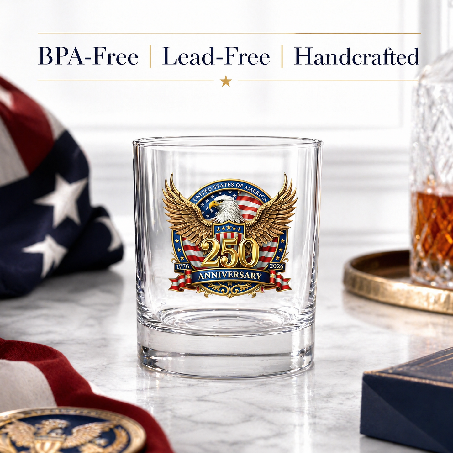 🏆 66K+ Sold ⚡ 250th Anniversary Patriotic Whiskey Glass (1776–2026) 🎁