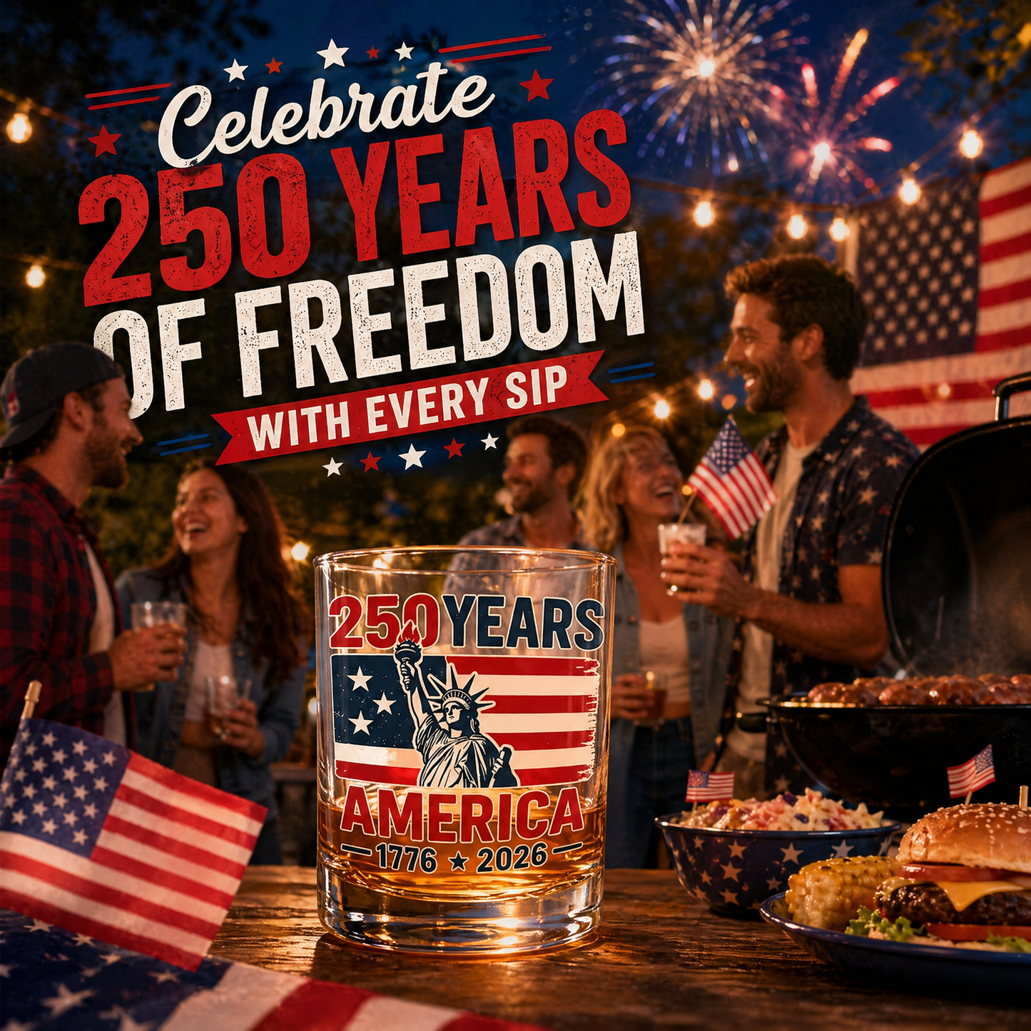 🏆 66K+ Sold ⚡ 250th Anniversary Patriotic Whiskey Glass (1776–2026) 🎁