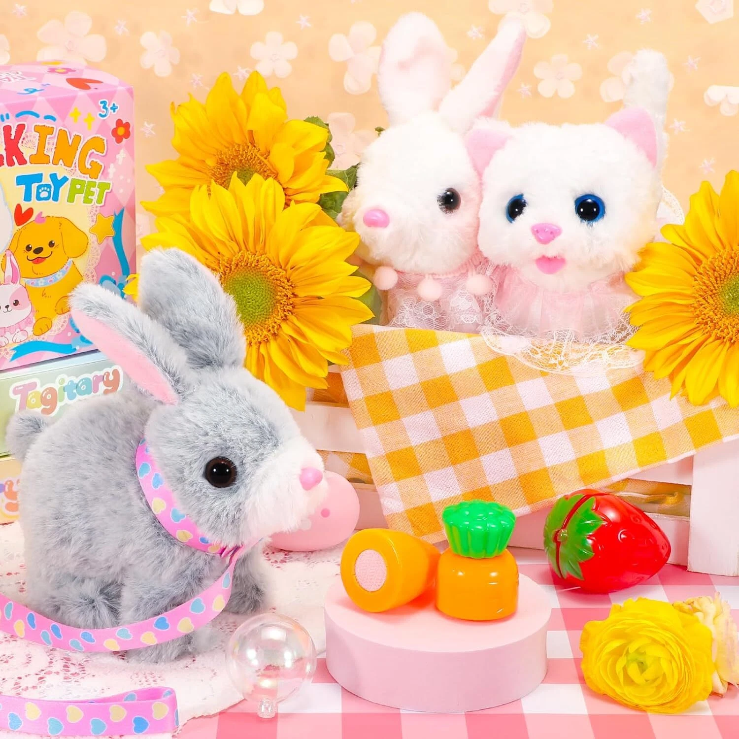 Electronic plush bunny toy, interactive Easter bunny toy