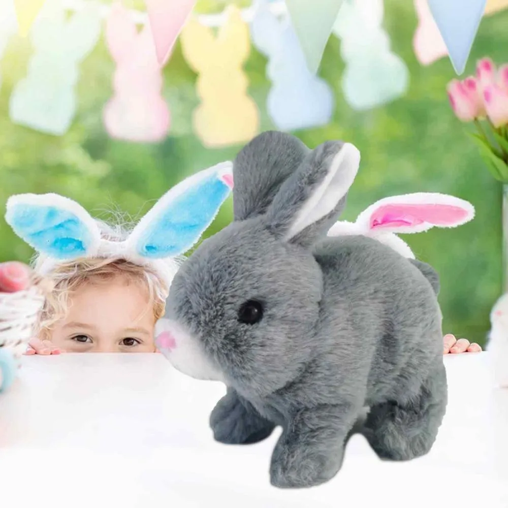 Electronic plush bunny toy, interactive Easter bunny toy