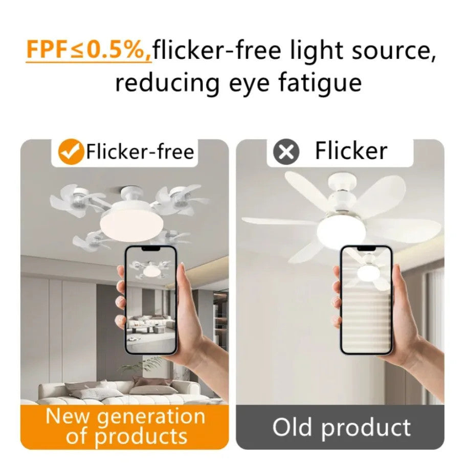 💥SAVE 33%💡 2-in-1 E27 4-Head Folding Ceiling Fan Light, Adjustable LED Fan Lamp With Remote Control For Bedroom Kitchen