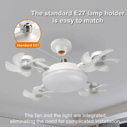 💥SAVE 33%💡 2-in-1 E27 4-Head Folding Ceiling Fan Light, Adjustable LED Fan Lamp With Remote Control For Bedroom Kitchen