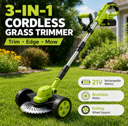 🌿 Trim, Edge & Cut Your Lawn With Ease! 🔥 21V 3-in-1 Cordless Trimmer + Dual Batteries Included | Save 55% Today