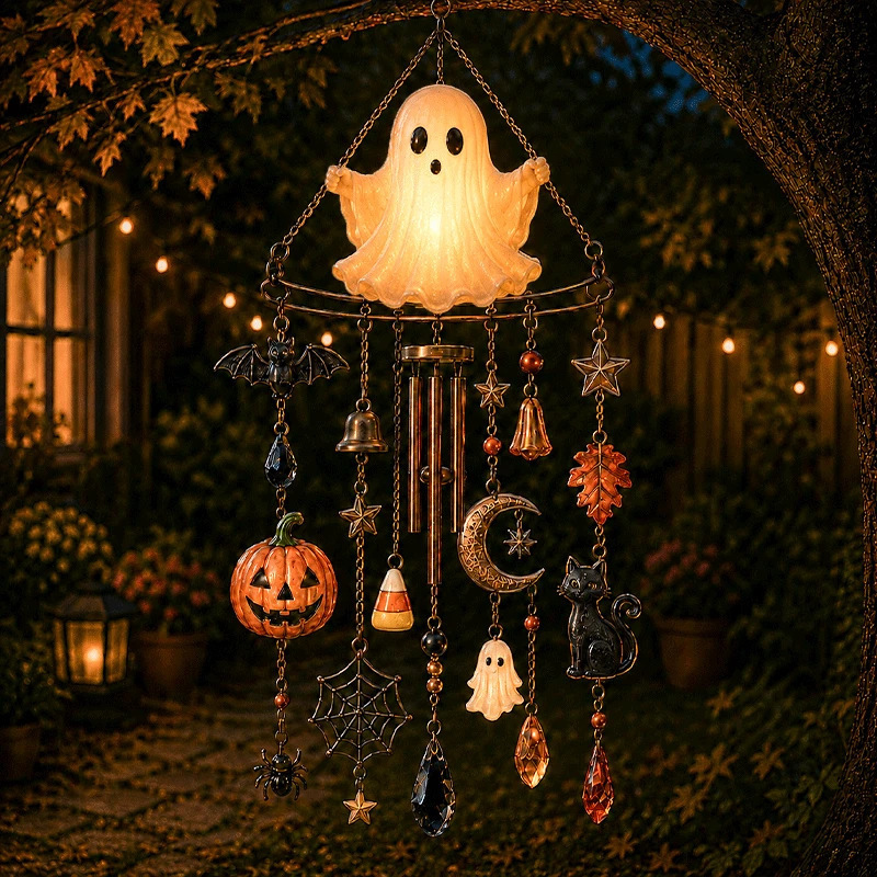 🔥👻 Halloween Suncatcher Wind Chime – Cute Spooky Hanging Decor 🎃